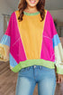 Oversized Patchwork Exposed Stitching Long Sleeve Top