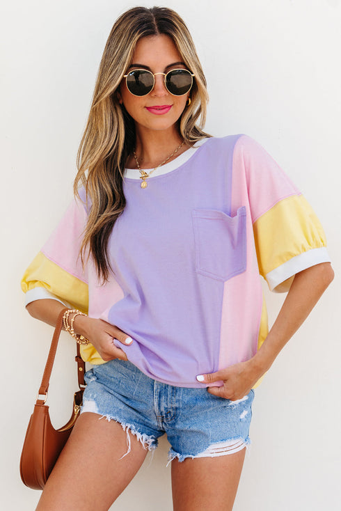 Oversized Patchwork Pattern Half Sleeve Jersey Shirt