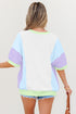 Oversized Patchwork Pattern Half Sleeve Jersey Shirt