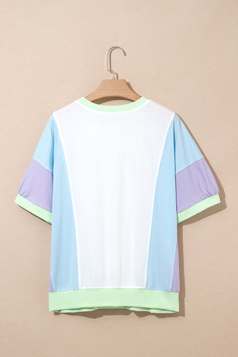 Oversized Patchwork Pattern Half Sleeve Jersey Shirt