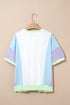 Oversized Patchwork Pattern Half Sleeve Jersey Shirt