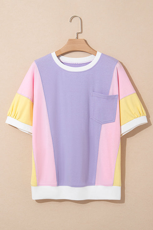Oversized Patchwork Pattern Half Sleeve Jersey Shirt