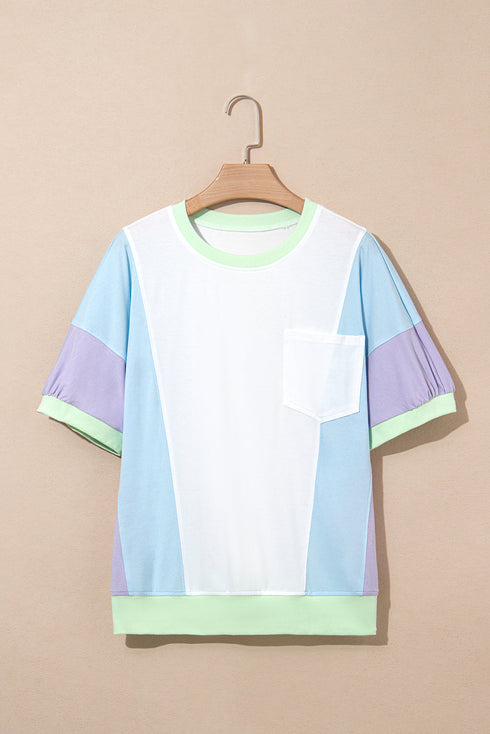 Oversized Patchwork Pattern Half Sleeve Jersey Shirt