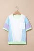 Oversized Patchwork Pattern Half Sleeve Jersey Shirt