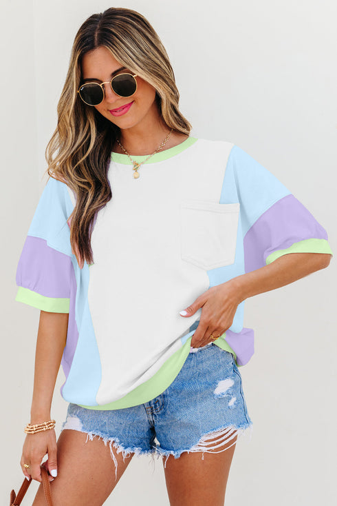 Oversized Patchwork Pattern Half Sleeve Jersey Shirt