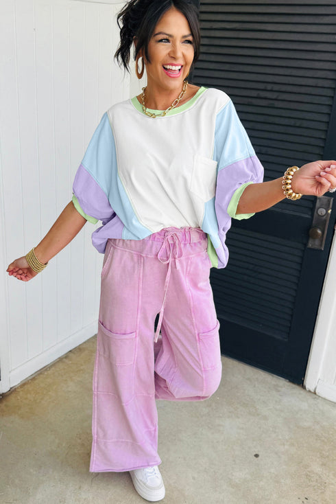 Oversized Patchwork Pattern Half Sleeve Jersey Shirt