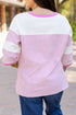 Oversized Patchwork Striped Three Quarter Sleeve Cotton Top