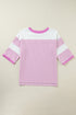 Oversized Patchwork Striped Three Quarter Sleeve Cotton Top