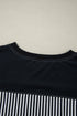 Oversized Patchwork Striped Three Quarter Sleeve Cotton Top