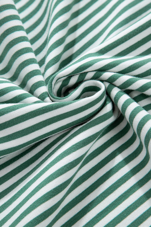 Oversized Patchwork Striped Three Quarter Sleeve Cotton Top