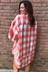 Oversized Plaid Puff Sleeve Round Hem Mini Dress