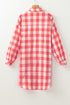 Oversized Plaid Puff Sleeve Round Hem Mini Dress