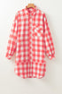 Oversized Plaid Puff Sleeve Round Hem Mini Dress