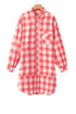 Oversized Plaid Puff Sleeve Round Hem Mini Dress