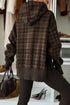 Oversized Plaid Sleeve Split Hem Hoodie
