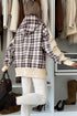 Oversized Plaid Sleeve Split Hem Hoodie