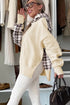 Oversized Plaid Sleeve Split Hem Hoodie