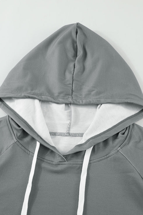 Oversized Pocket Front Print Sweatshirt Drawstring Hoodie