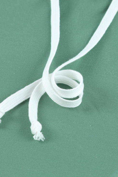 Oversized Pocket Front Print Sweatshirt Drawstring Hoodie