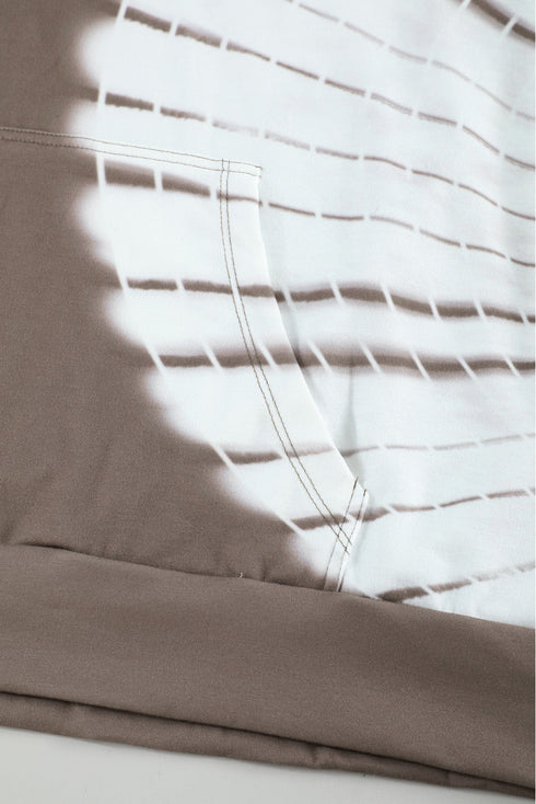 Oversized Pocket Front Print Sweatshirt Drawstring Hoodie