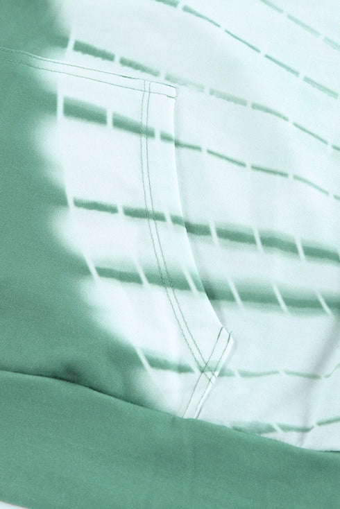 Oversized Pocket Front Print Sweatshirt Drawstring Hoodie