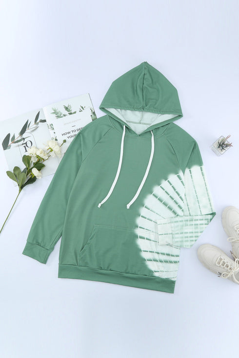 Oversized Pocket Front Print Sweatshirt Drawstring Hoodie