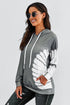 Oversized Pocket Front Print Sweatshirt Drawstring Hoodie