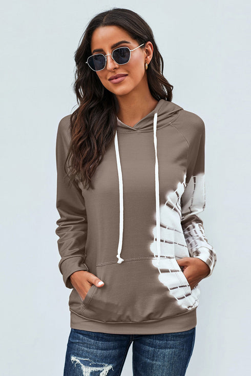 Oversized Pocket Front Print Sweatshirt Drawstring Hoodie