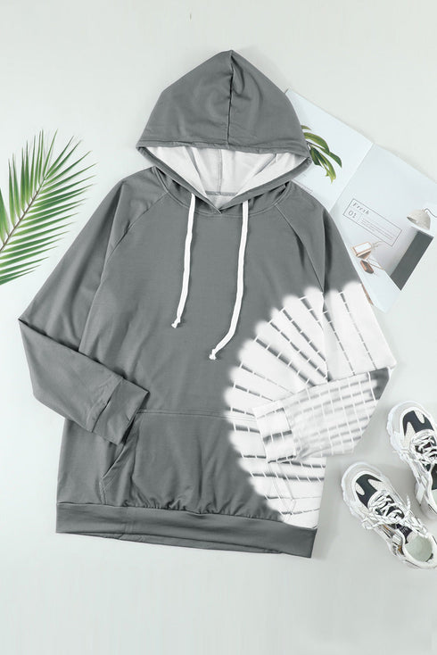Oversized Pocket Front Print Sweatshirt Drawstring Hoodie