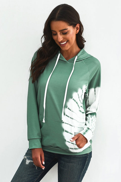 Oversized Pocket Front Print Sweatshirt Drawstring Hoodie