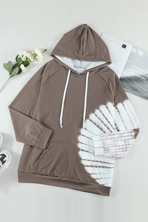 Oversized Pocket Front Print Sweatshirt Drawstring Hoodie