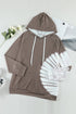 Oversized Pocket Front Print Sweatshirt Drawstring Hoodie