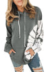 Oversized Pocket Front Print Sweatshirt Drawstring Hoodie