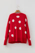 Oversized Polka Dot Button Front V Neck Cardigan