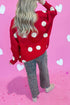 Oversized Polka Dot Button Front V Neck Cardigan