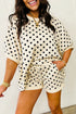Oversized Polka Dot Print Drawstring Short Set