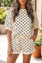 Oversized Polka Dot Print Drawstring Short Set