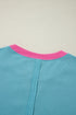 Oversized Raw Edge Balloon Sleeve Pullover Sweatshirt