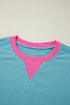 Oversized Raw Edge Balloon Sleeve Pullover Sweatshirt