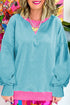 Oversized Raw Edge Balloon Sleeve Pullover Sweatshirt