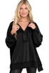 Oversized Raw Edge Button Front Pullover Sweatshirt