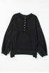Oversized Raw Edge Button Front Pullover Sweatshirt
