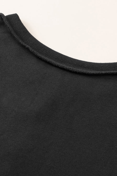 Oversized Raw Edge Button Front Pullover Sweatshirt