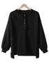 Oversized Raw Edge Button Front Pullover Sweatshirt
