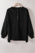 Oversized Raw Edge Button Front Pullover Sweatshirt