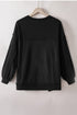 Oversized Raw Edge Button Front Pullover Sweatshirt