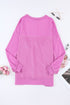 Oversized Raw Edge Button Front Pullover Sweatshirt