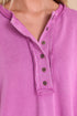 Oversized Raw Edge Button Front Pullover Sweatshirt