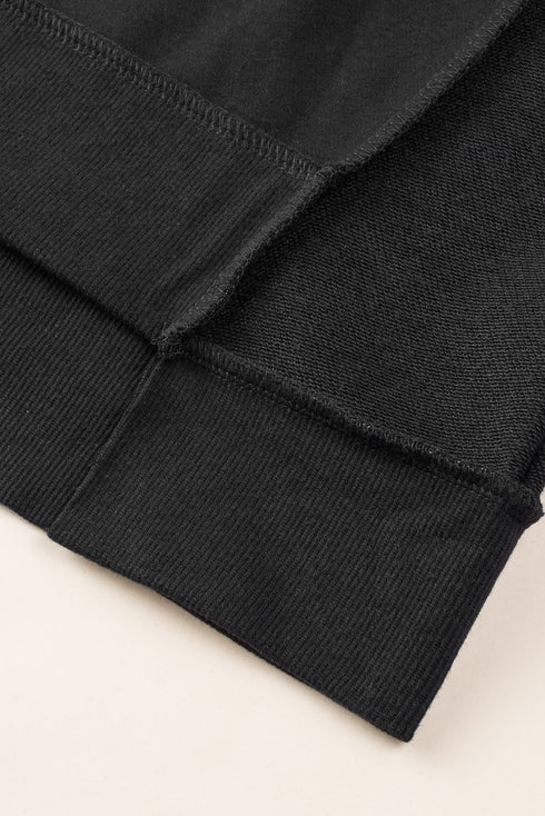 Oversized Raw Edge Button Front Pullover Sweatshirt