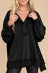 Oversized Raw Edge Button Front Pullover Sweatshirt